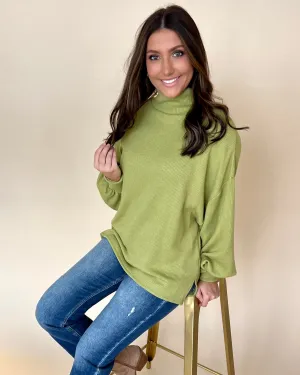 Hold Me Close Green Turtleneck Sweater