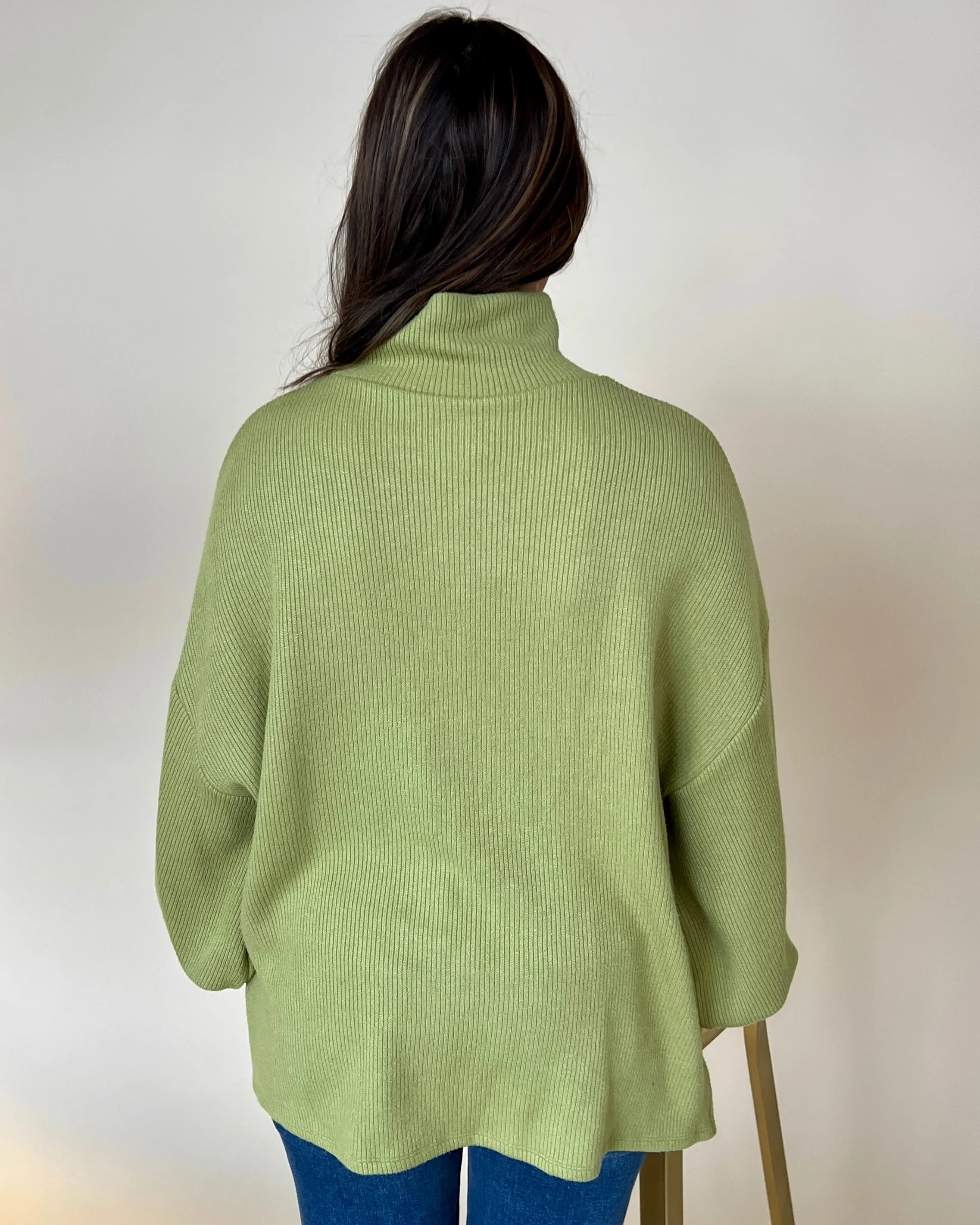 Hold Me Close Green Turtleneck Sweater