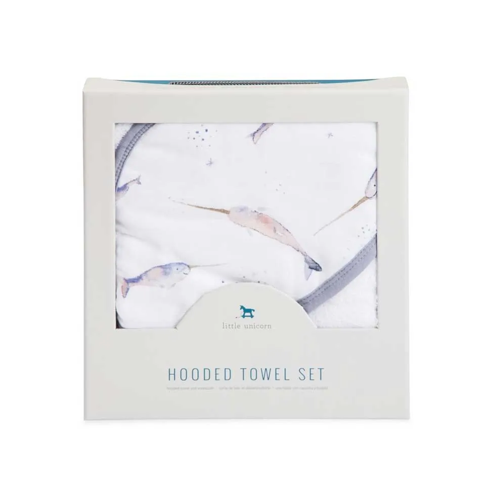 Hooded Towel & Wash Cloth Set – Narwhal