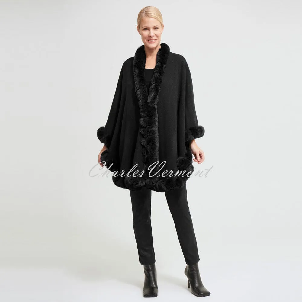 Joseph Ribkoff Faux Fur Poncho – Style 213906 (Black)