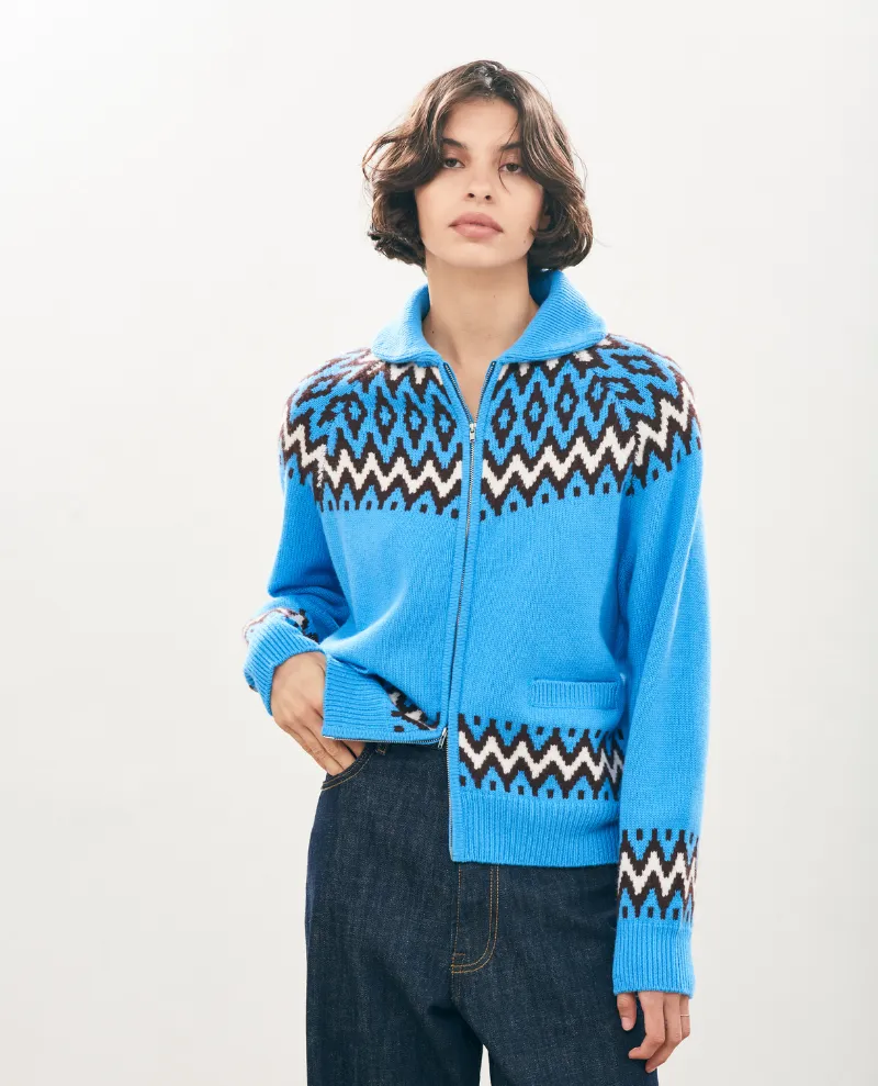 Jumper1234 Ski Sky Blue Zip Cardigan