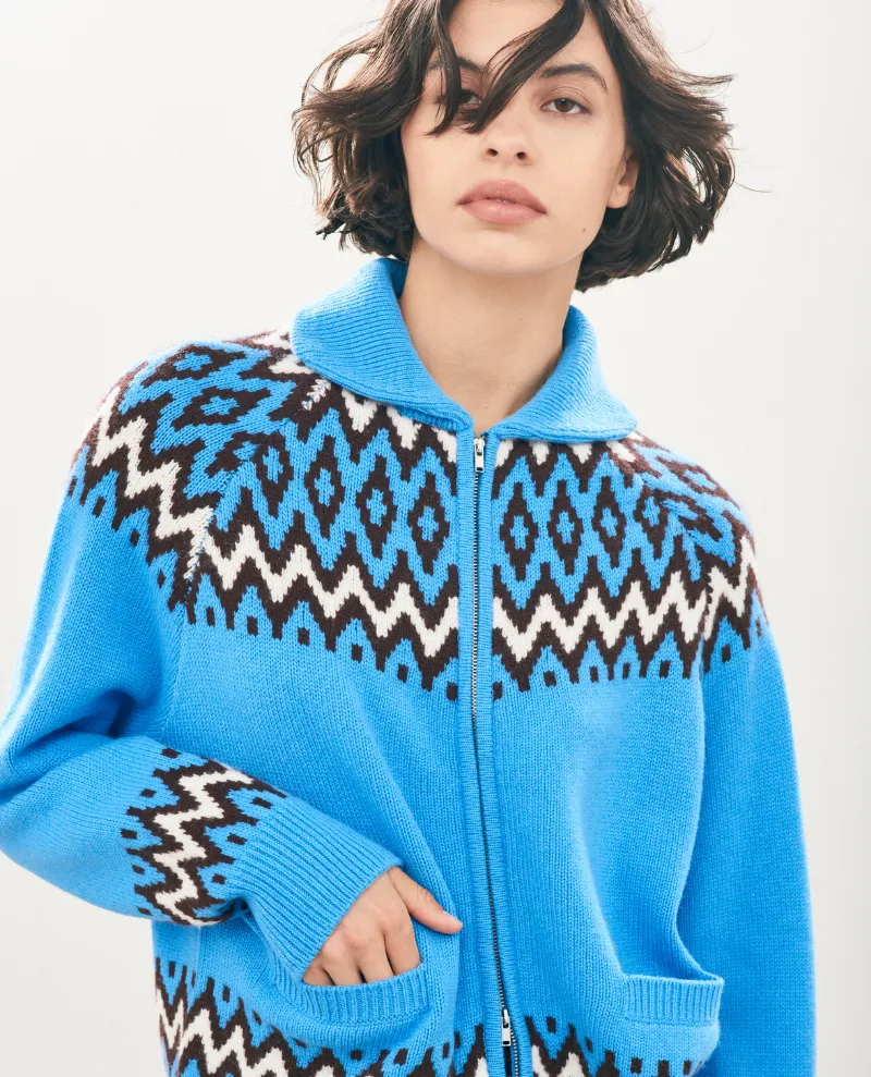 Jumper1234 Ski Sky Blue Zip Cardigan