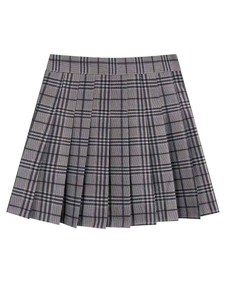 Korean Style Plaid Pleated Skirt Female Spring and Autumn High Waist Thin A-line Short Student Woolen 2022 NewSummer Skirts