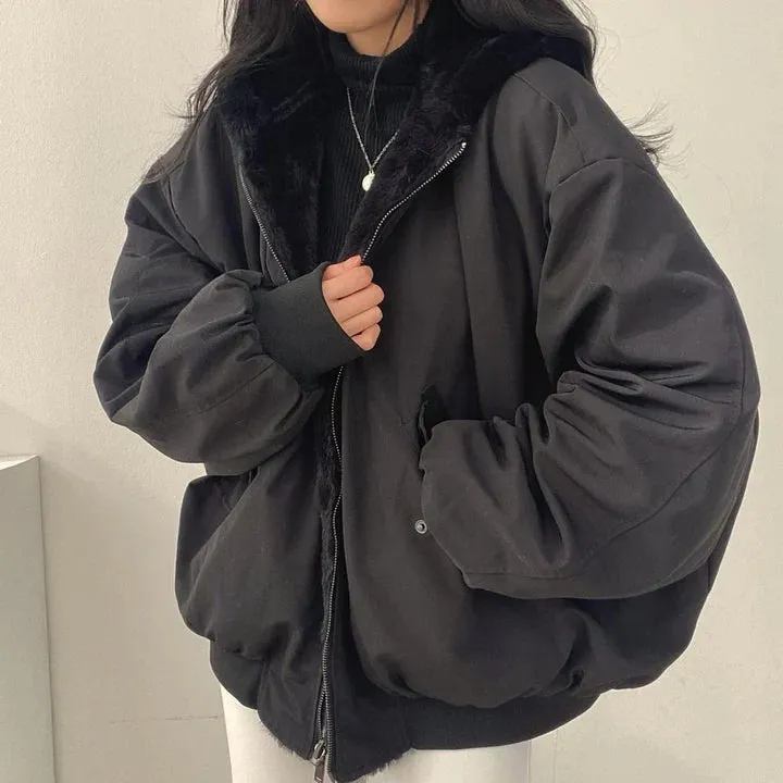 Kristin - thick parka hooded jacket with zipper