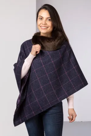 Ladies 100% Wool Tweed Poncho