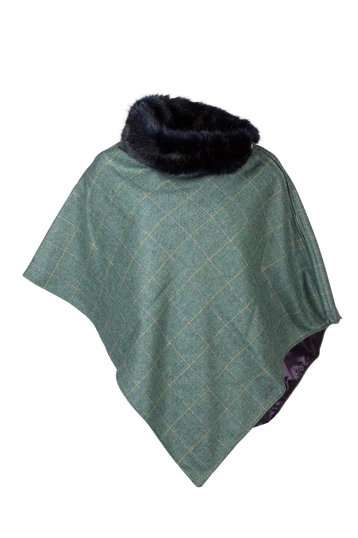 Ladies 100% Wool Tweed Poncho