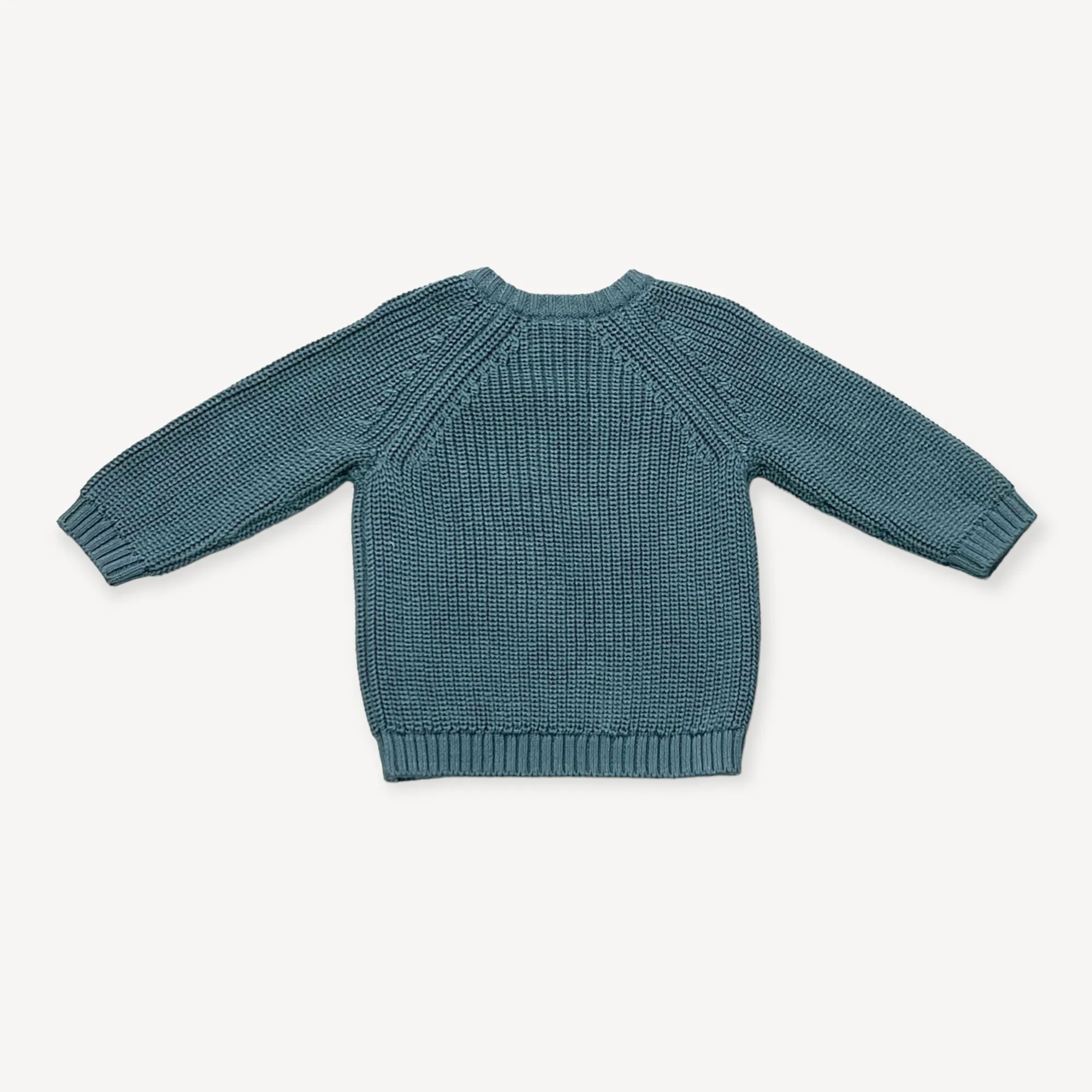 Lion Applique Baby Pullover Sweater Knit (Organic Cotton): Teal Blue