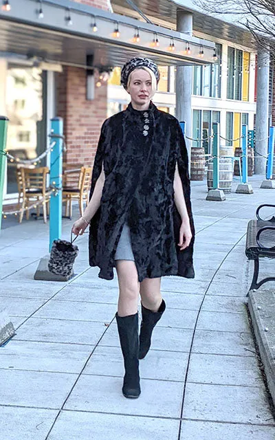 Long Cape - Cuddly Faux Fur in Black