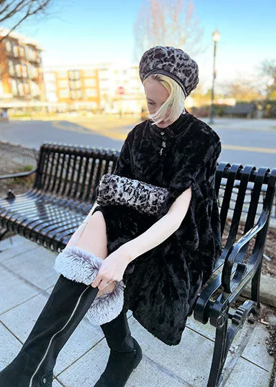 Long Cape - Cuddly Faux Fur in Black