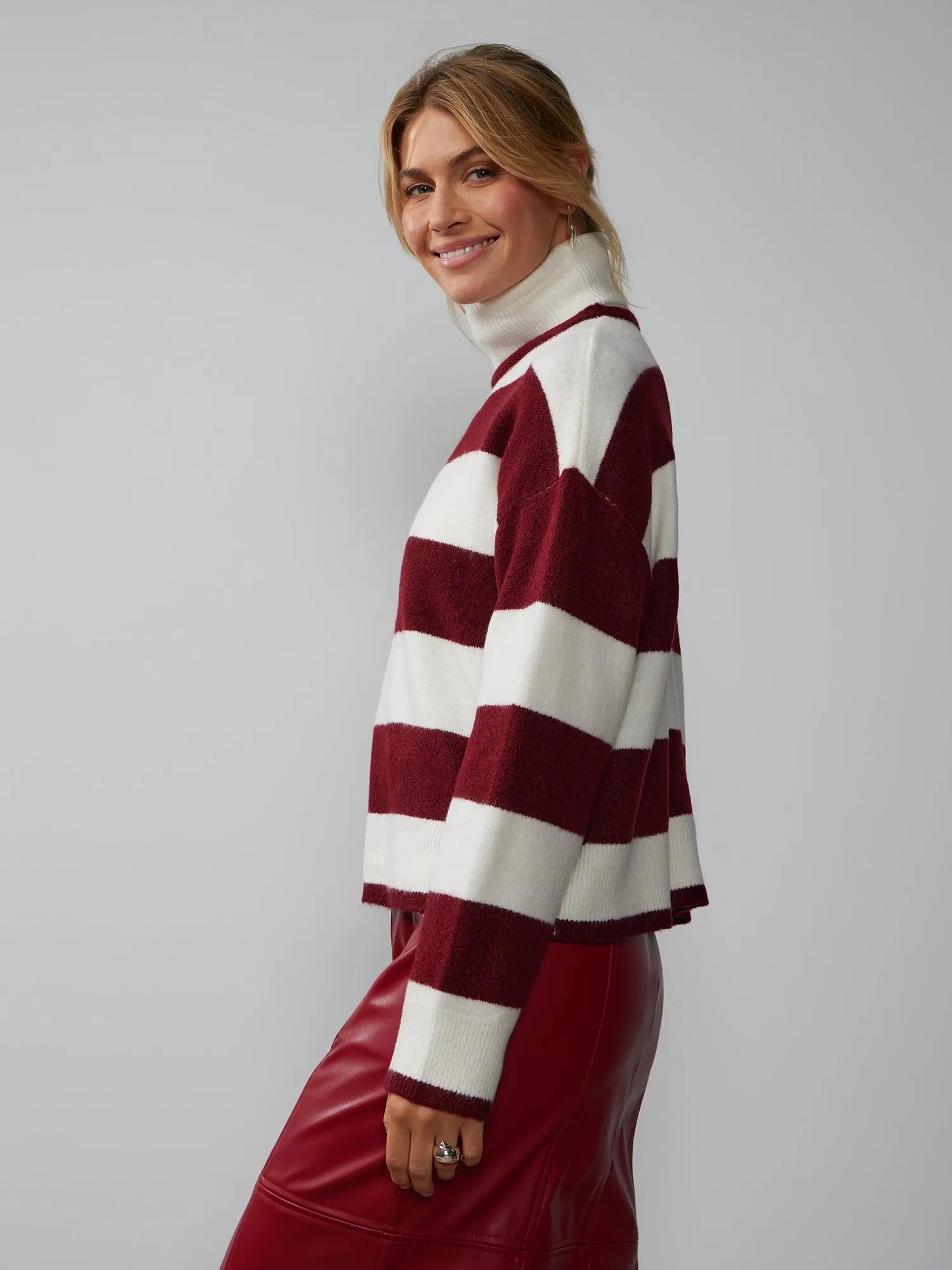 Long Sleeve Striped Turtleneck Sweater