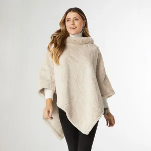 Louise Faux Fur Poncho - Tan