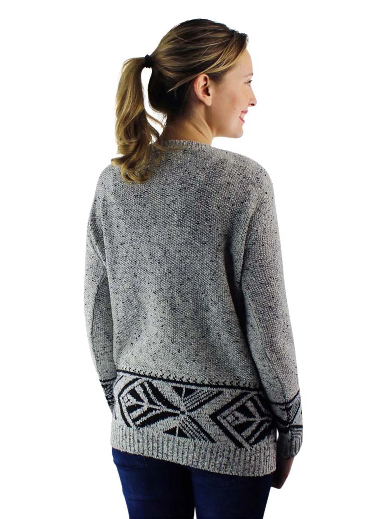 Marled Patterned Long Sweater