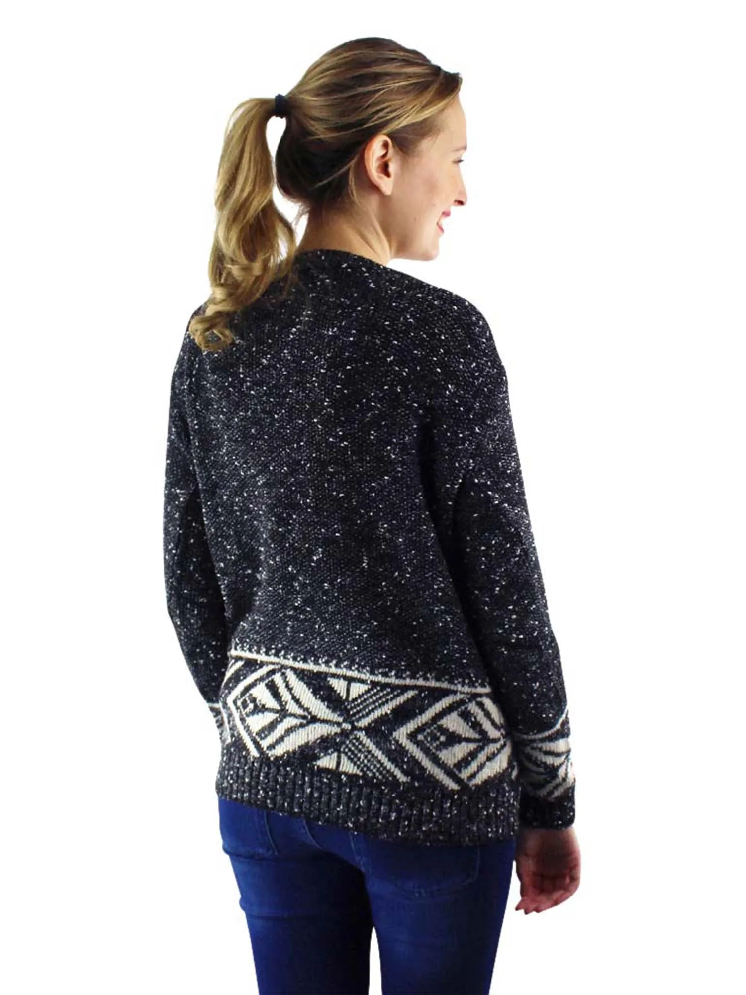 Marled Patterned Long Sweater