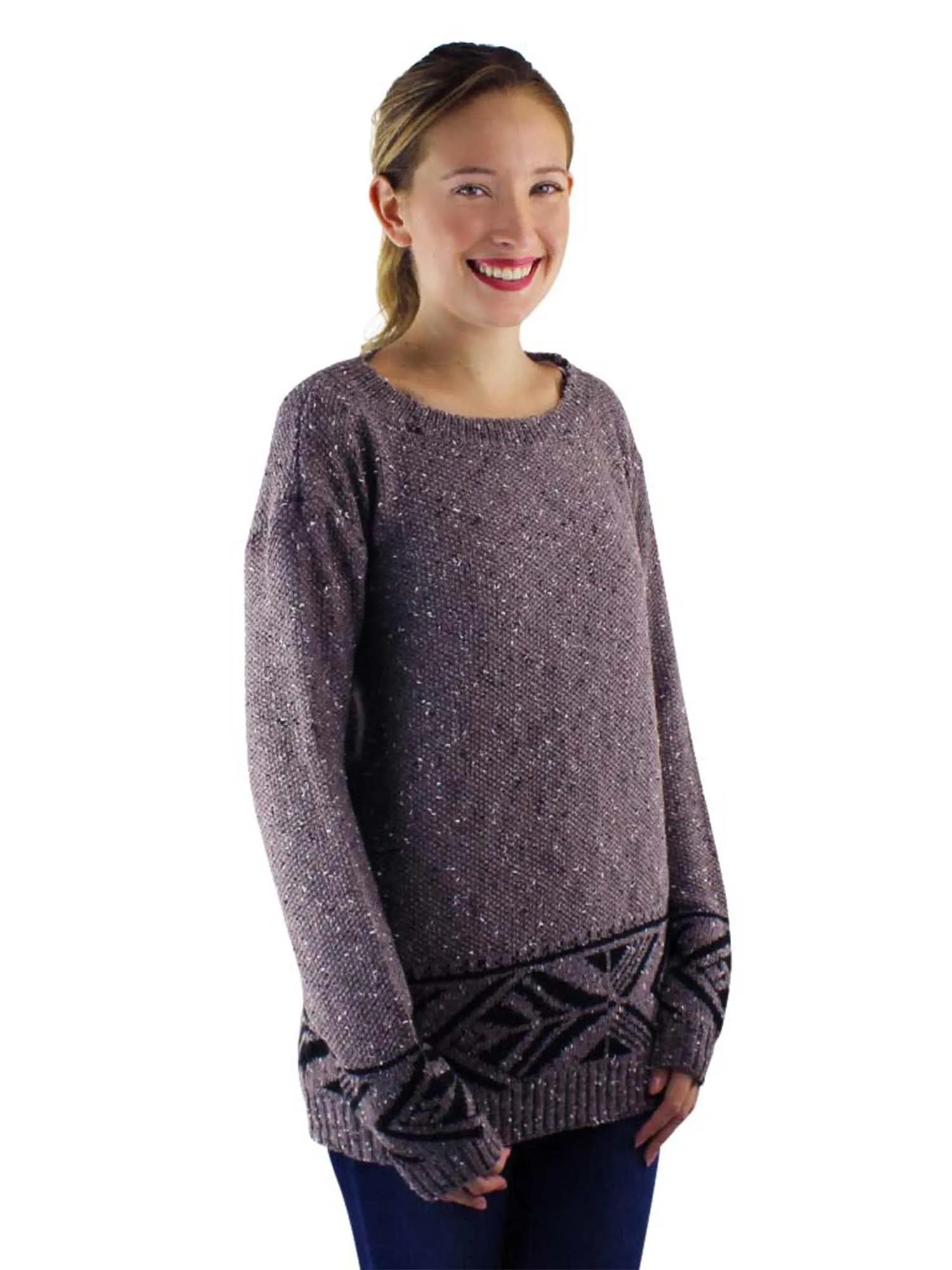 Marled Patterned Long Sweater