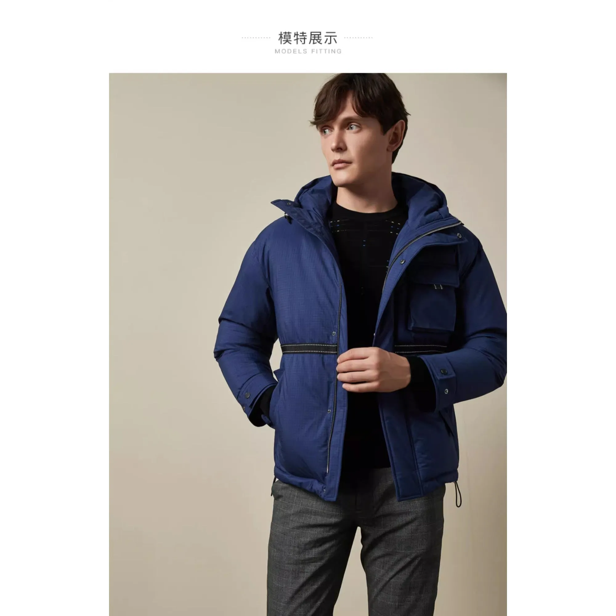 Men Mmo-Cactuss-Hooded Quilted Jacket - Blue