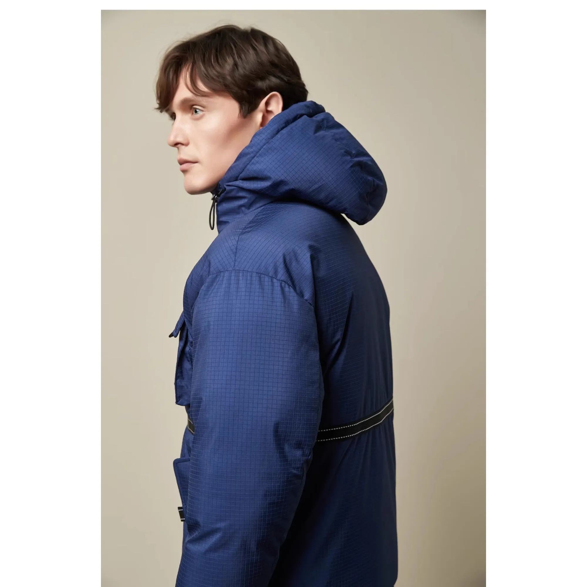 Men Mmo-Cactuss-Hooded Quilted Jacket - Blue