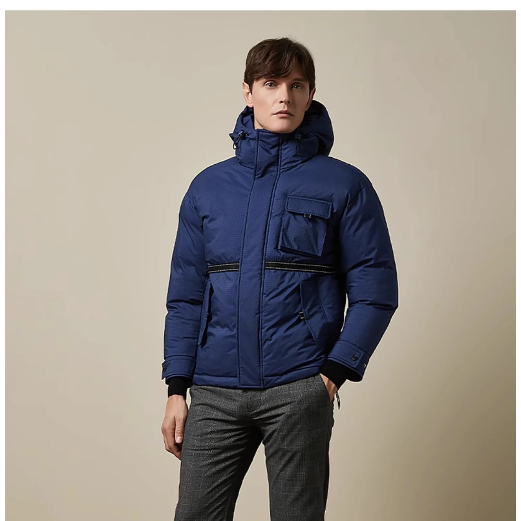 Men Mmo-Cactuss-Hooded Quilted Jacket - Blue