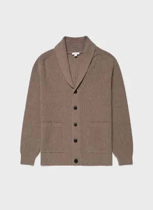 Men's Shawl Neck Cardigan in Sandstone