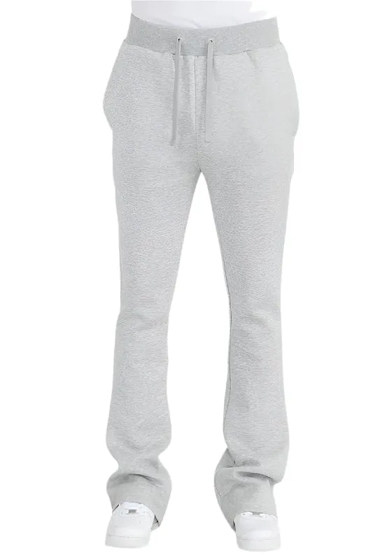 Mens Solid Fleece Flare Stacked Pants