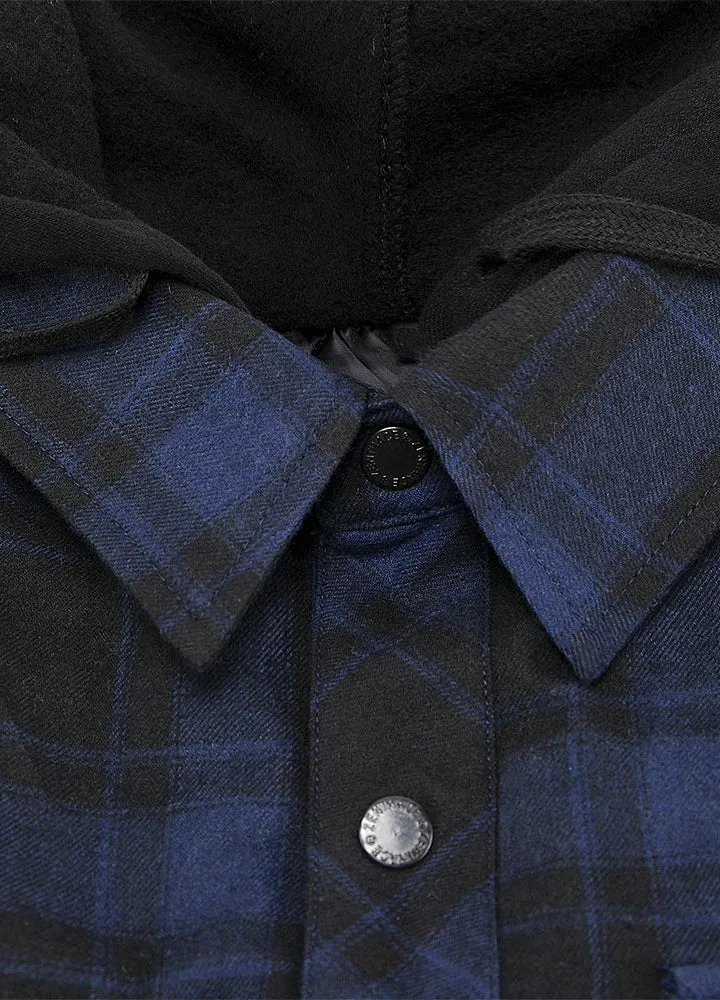 Men's Thicken Plaid Hooded Flannel Shirt Jacket with Quilted Lined