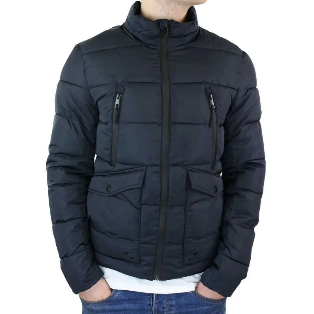 Men's Zip Hooded Fur Jacket Coat Puffer Quilted Warm Winter