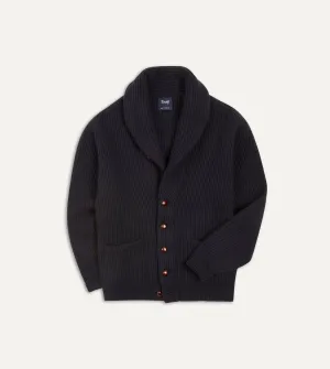 Navy Cashmere Shawl Collar Cardigan