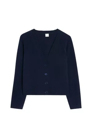 Navy Cashmere V-Neck Cardigan