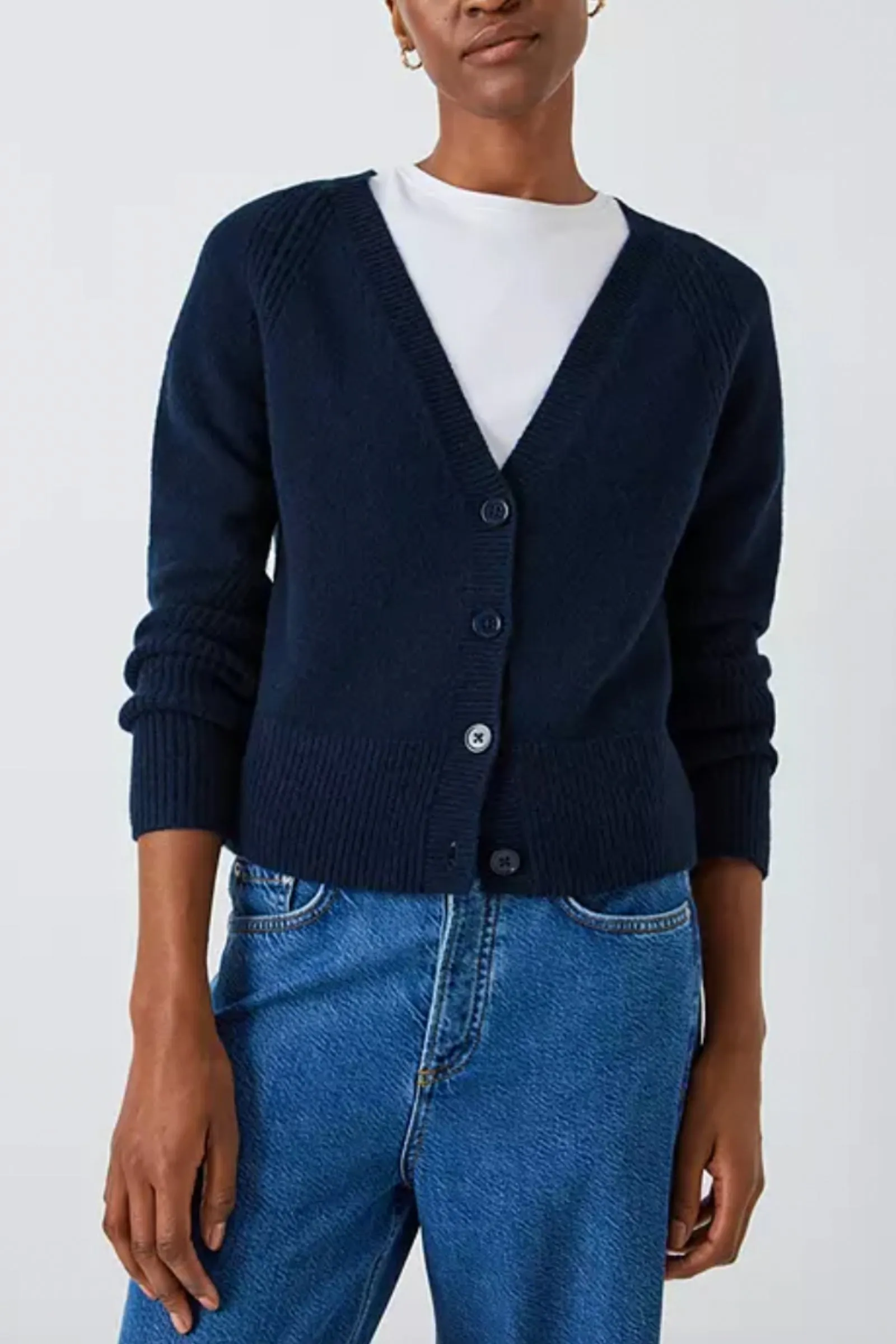 Navy Cashmere V-Neck Cardigan