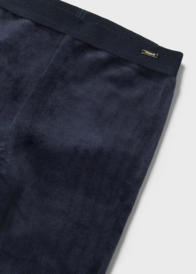 Navy Girl’s Velvet Leggings - Select Size