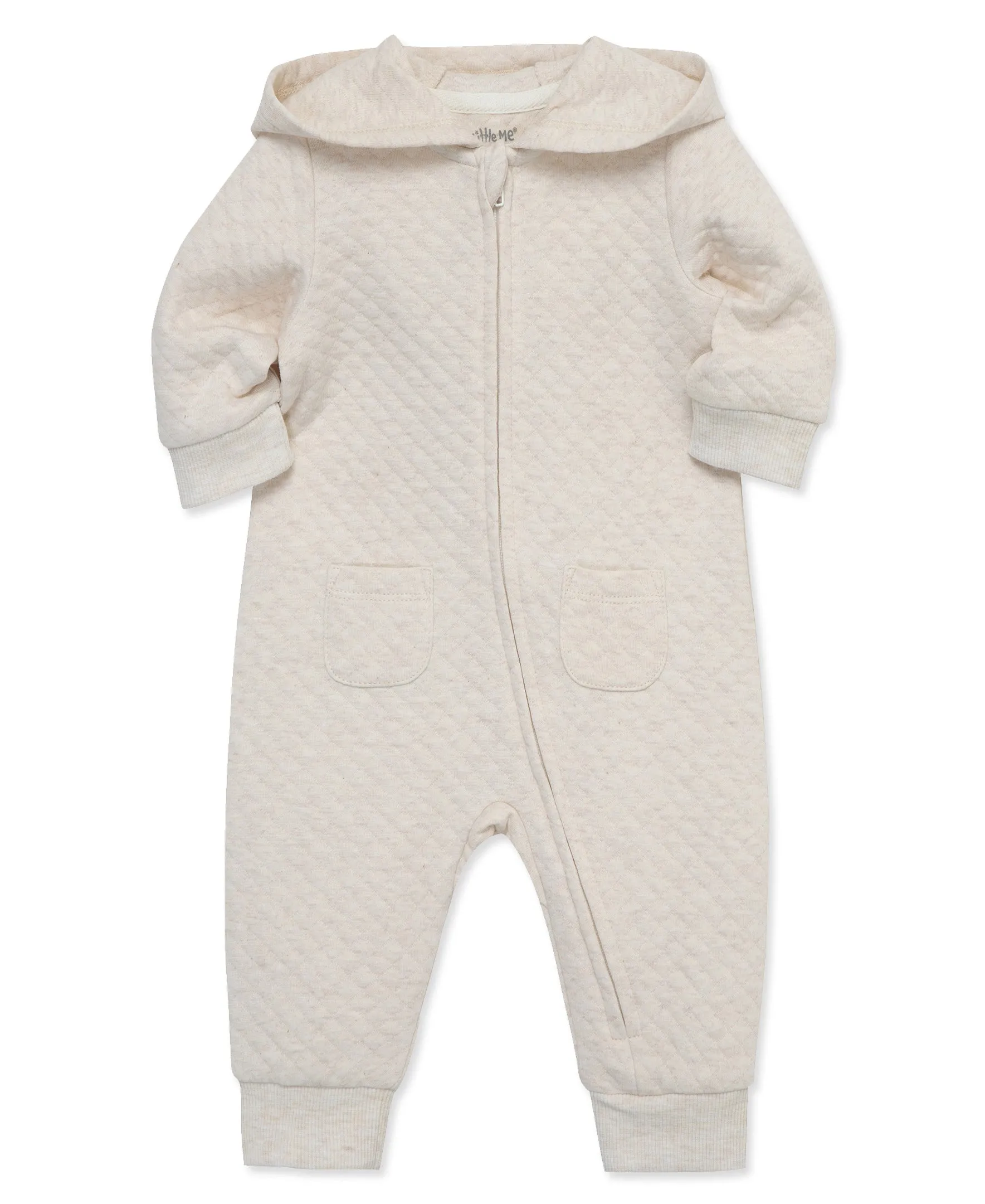 Oatmeal Quilted Hoodie Coverall