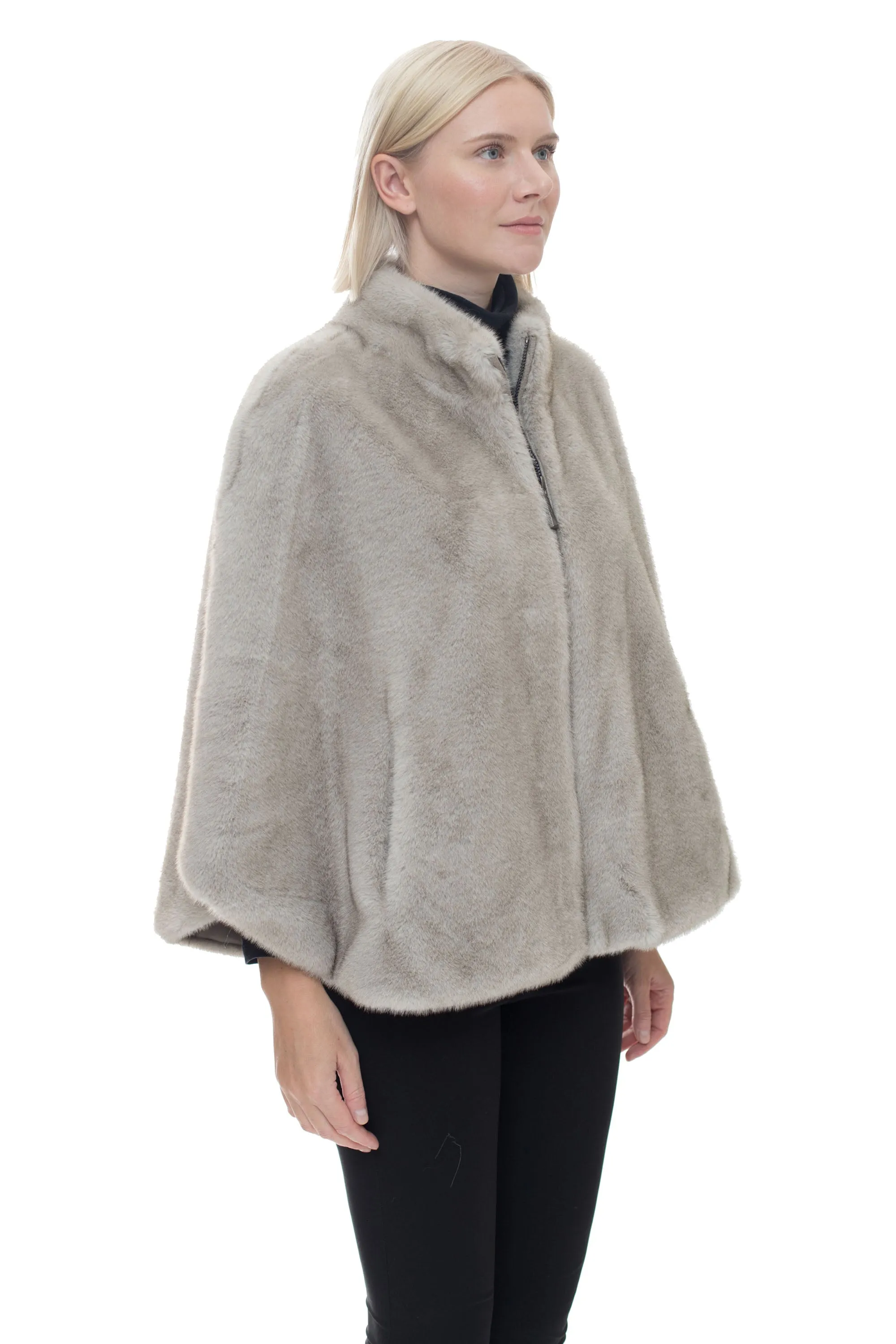 PARAMUS - Zipped Poncho with Stand Collar