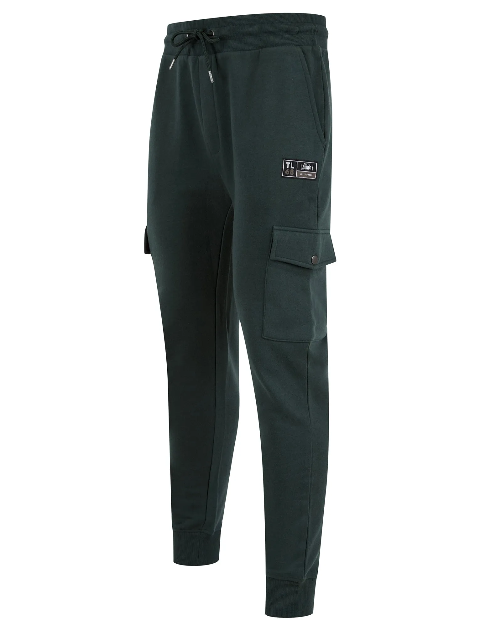 Phantom Multi-Pocket Cargo Style Cuffed Joggers in Dark Green - Tokyo Laundry