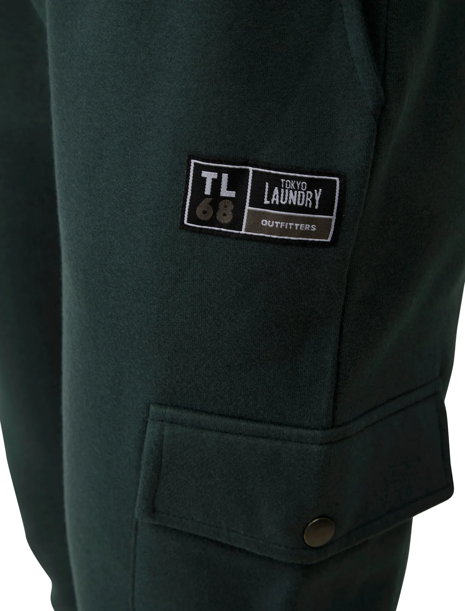 Phantom Multi-Pocket Cargo Style Cuffed Joggers in Dark Green - Tokyo Laundry