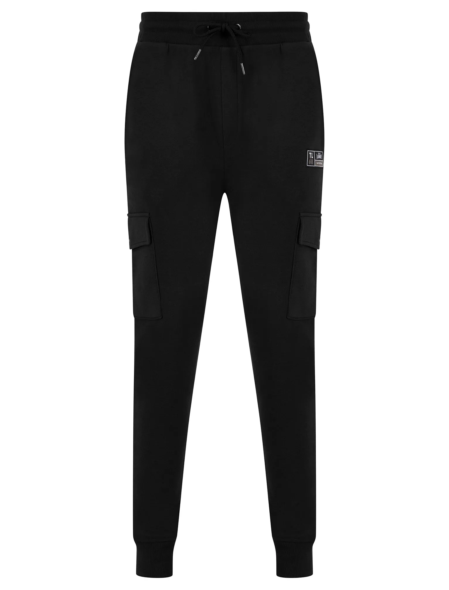 Phantom Multi-Pocket Cargo Style Cuffed Joggers in Jet Black - Tokyo Laundry