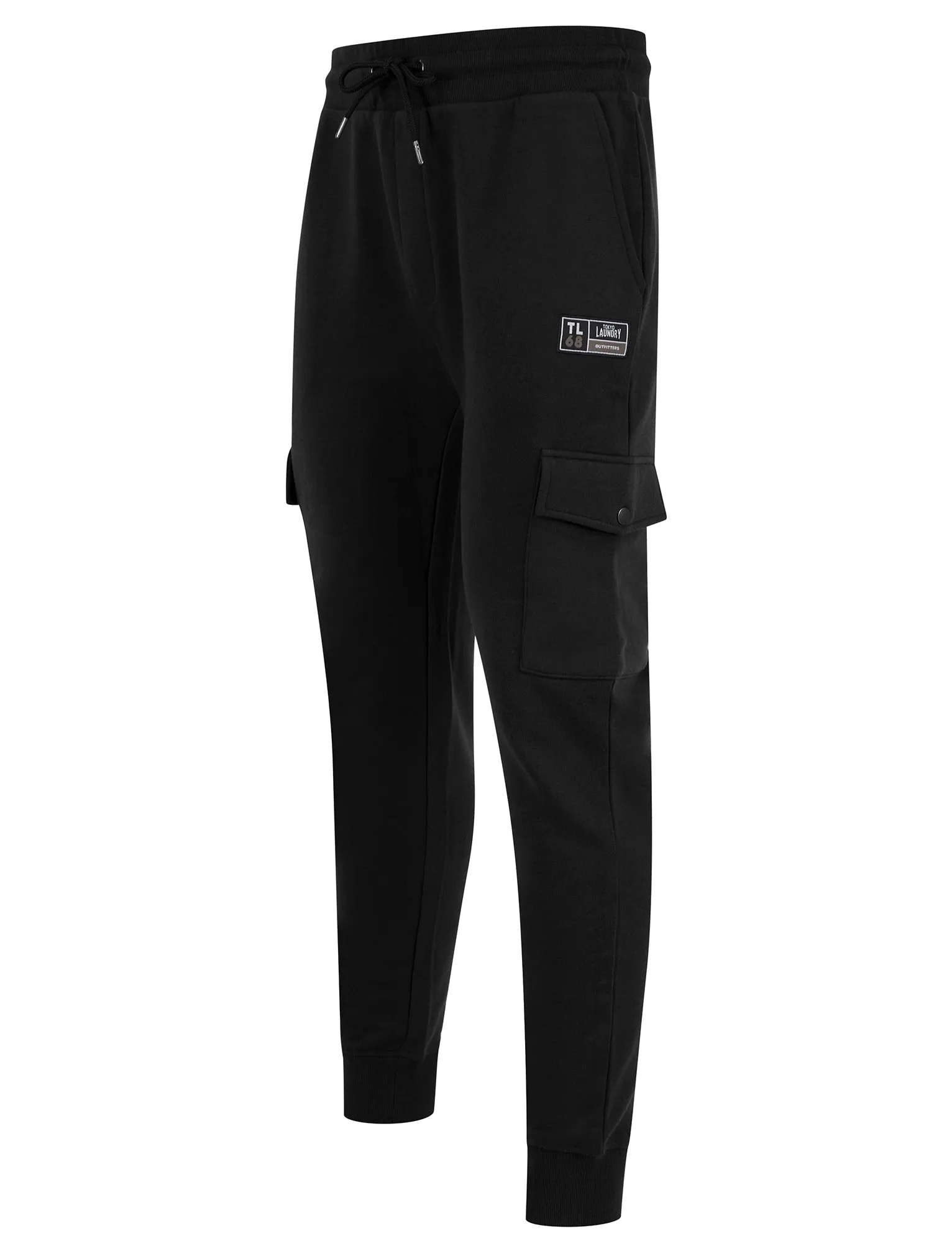 Phantom Multi-Pocket Cargo Style Cuffed Joggers in Jet Black - Tokyo Laundry