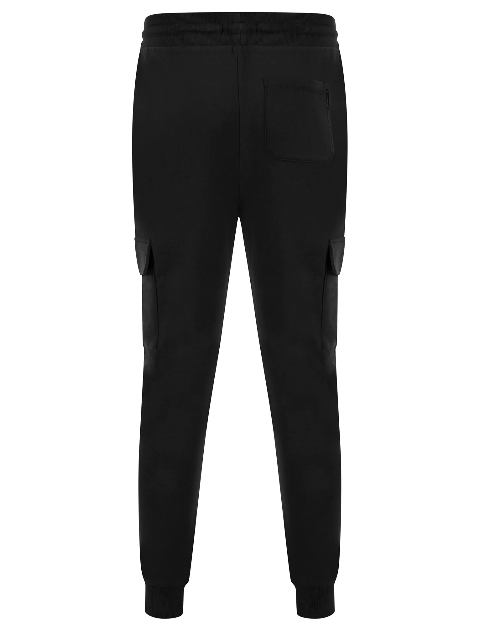 Phantom Multi-Pocket Cargo Style Cuffed Joggers in Jet Black - Tokyo Laundry