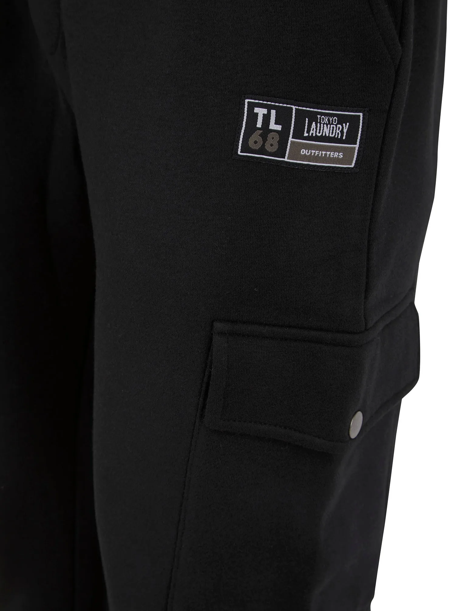 Phantom Multi-Pocket Cargo Style Cuffed Joggers in Jet Black - Tokyo Laundry