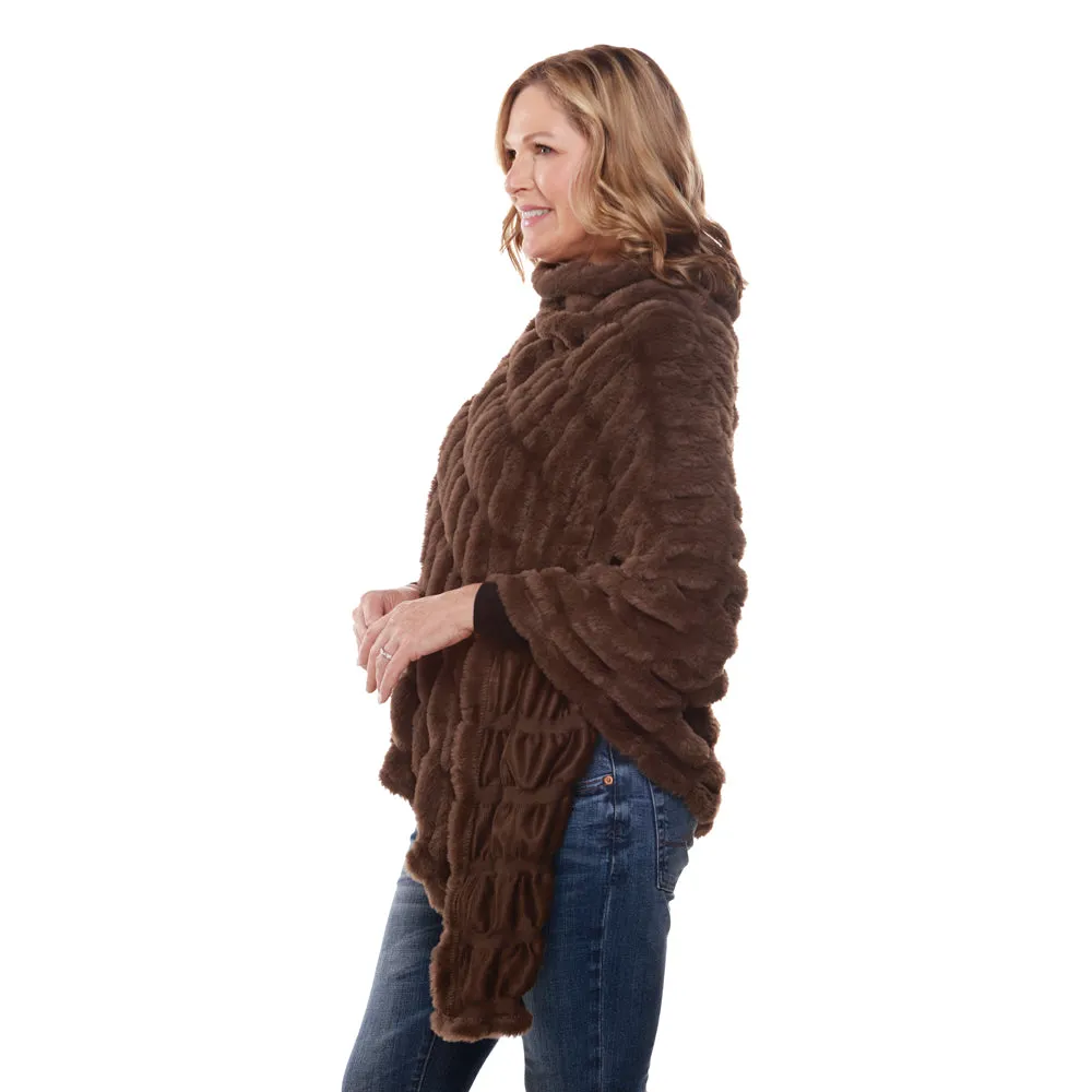 Plush Faux Fur Chocolate Cozy Coat Poncho