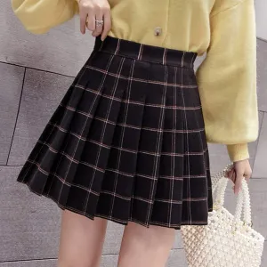 Purpdrank throwback thursday outfits spirit week Woolen Short Skirt Plaid A- line Skirt Women's Autumn and Winter Elastic Korean Style Skirt High Waist Slimming Pleated Skirt