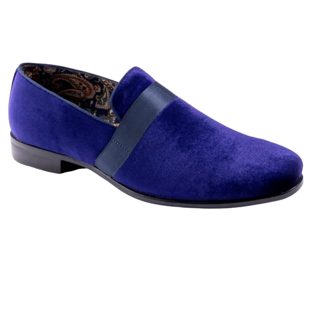 Purple Velvet Men's Shoe Slip-on with a satin ribbon Loafer