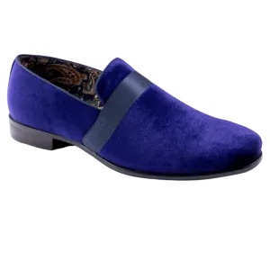 Purple Velvet Men's Shoe Slip-on with a satin ribbon Loafer