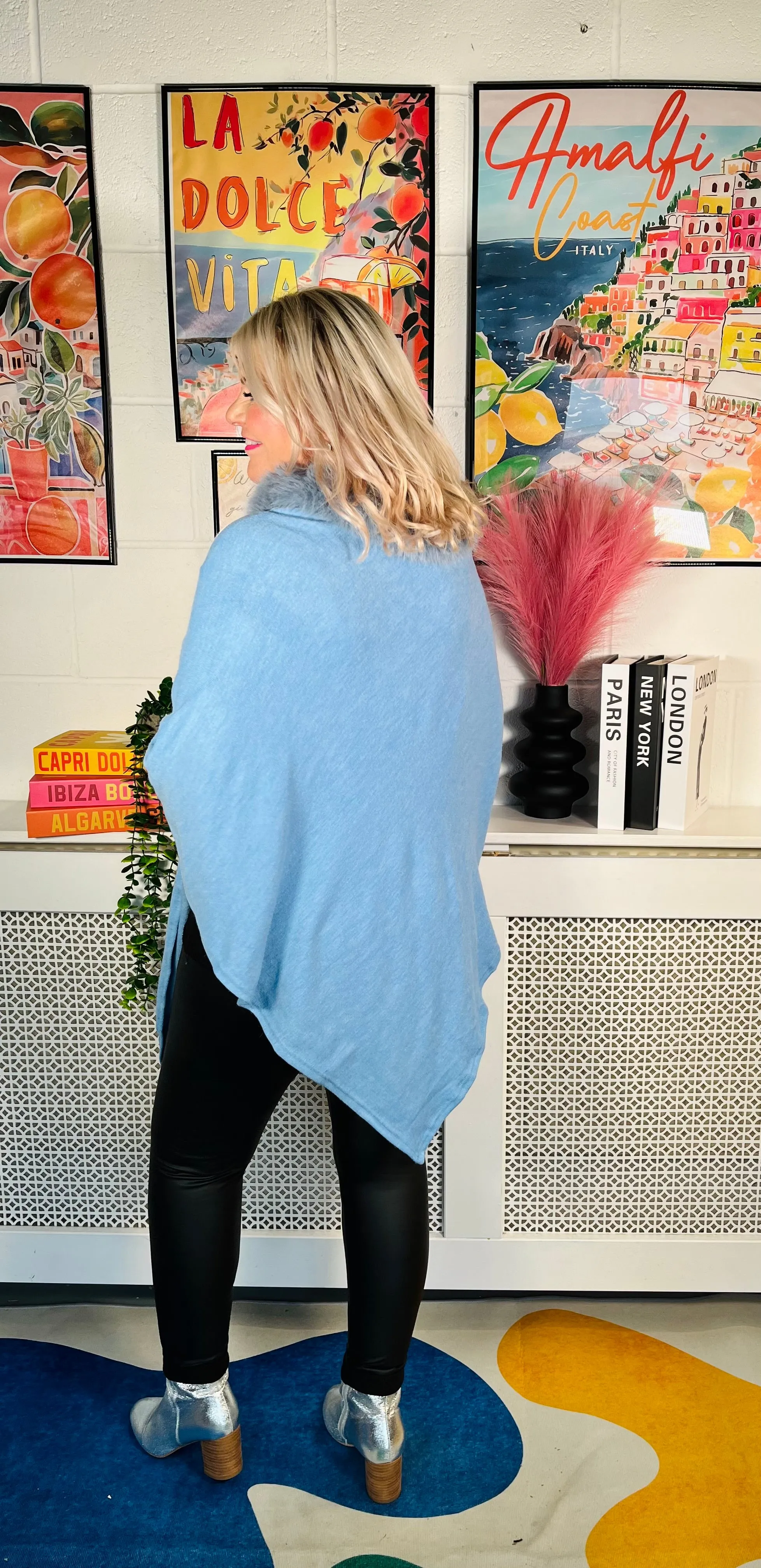 Radiant Winter Poncho - Baby Blue