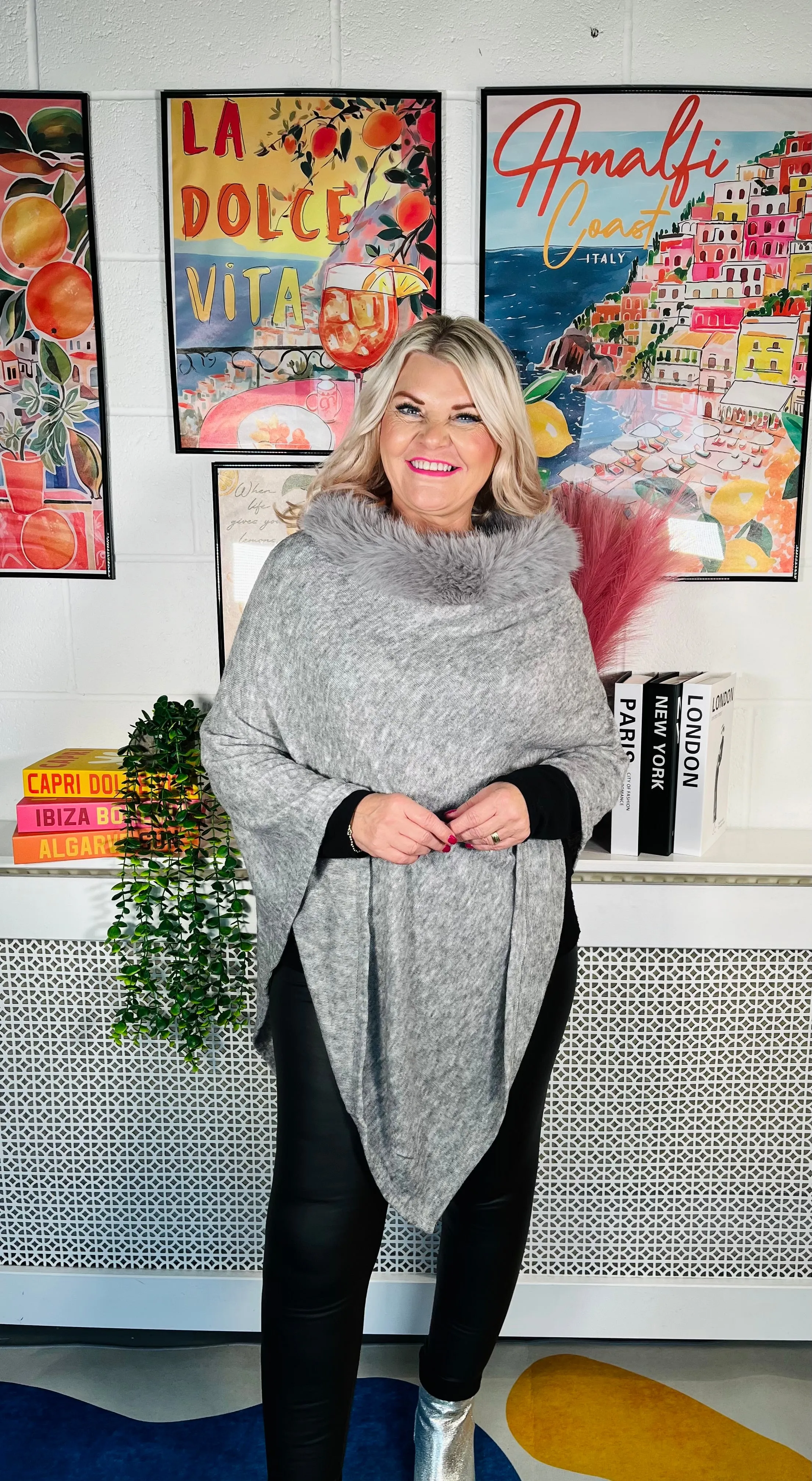 Radiant Winter Poncho - Grey