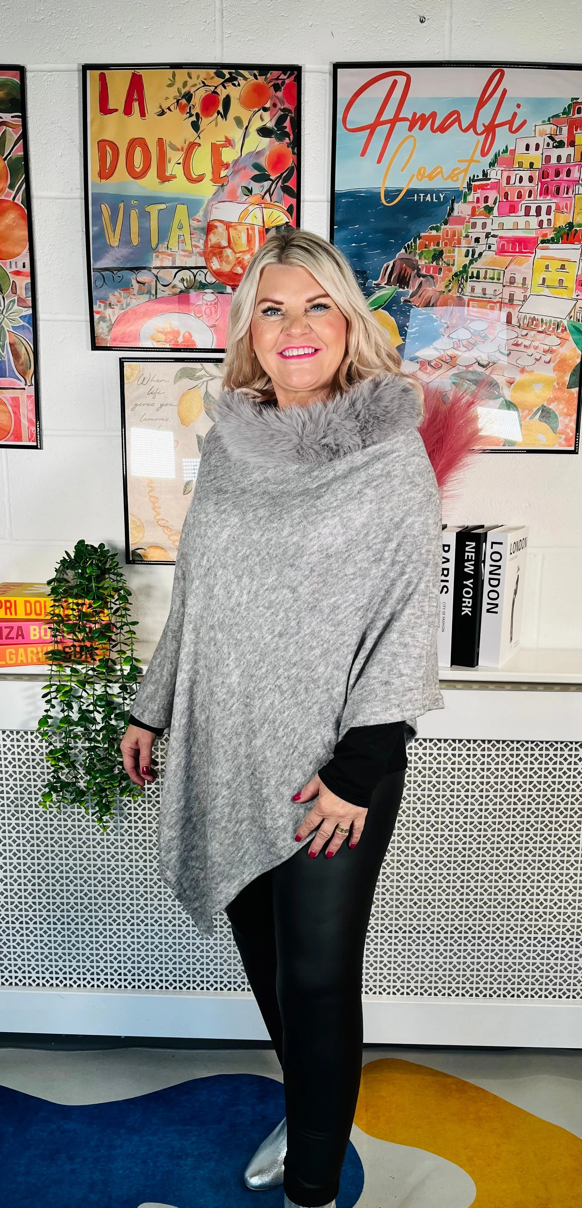 Radiant Winter Poncho - Grey