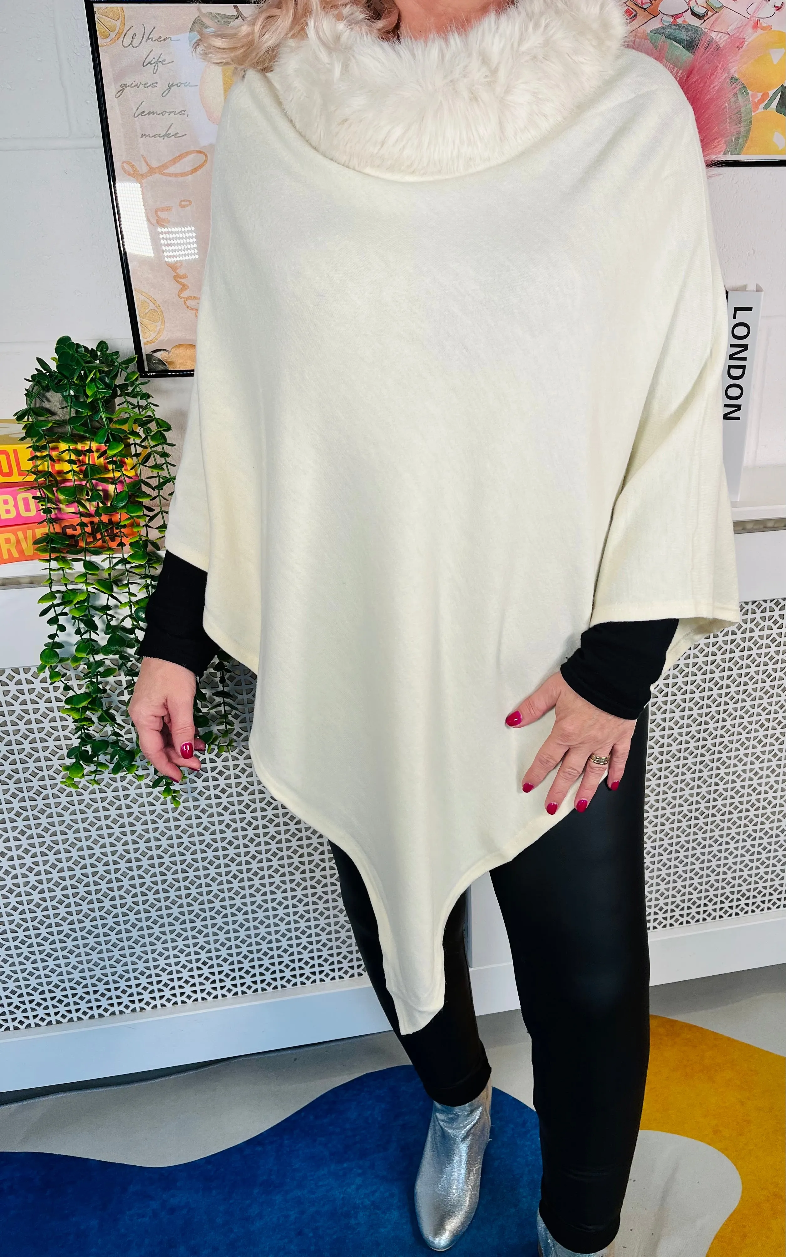 Radiant Winter Poncho - Winter White