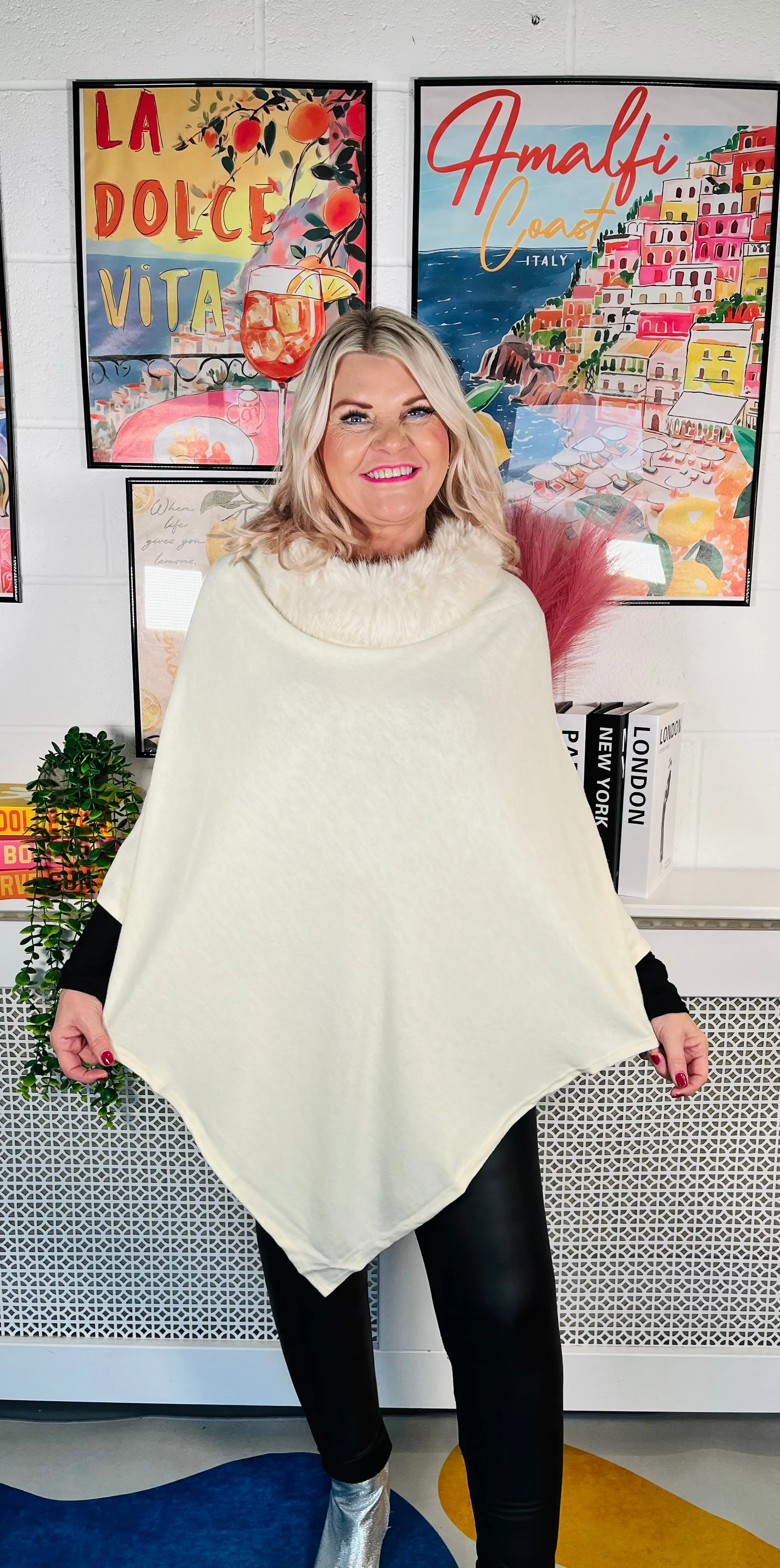 Radiant Winter Poncho - Winter White