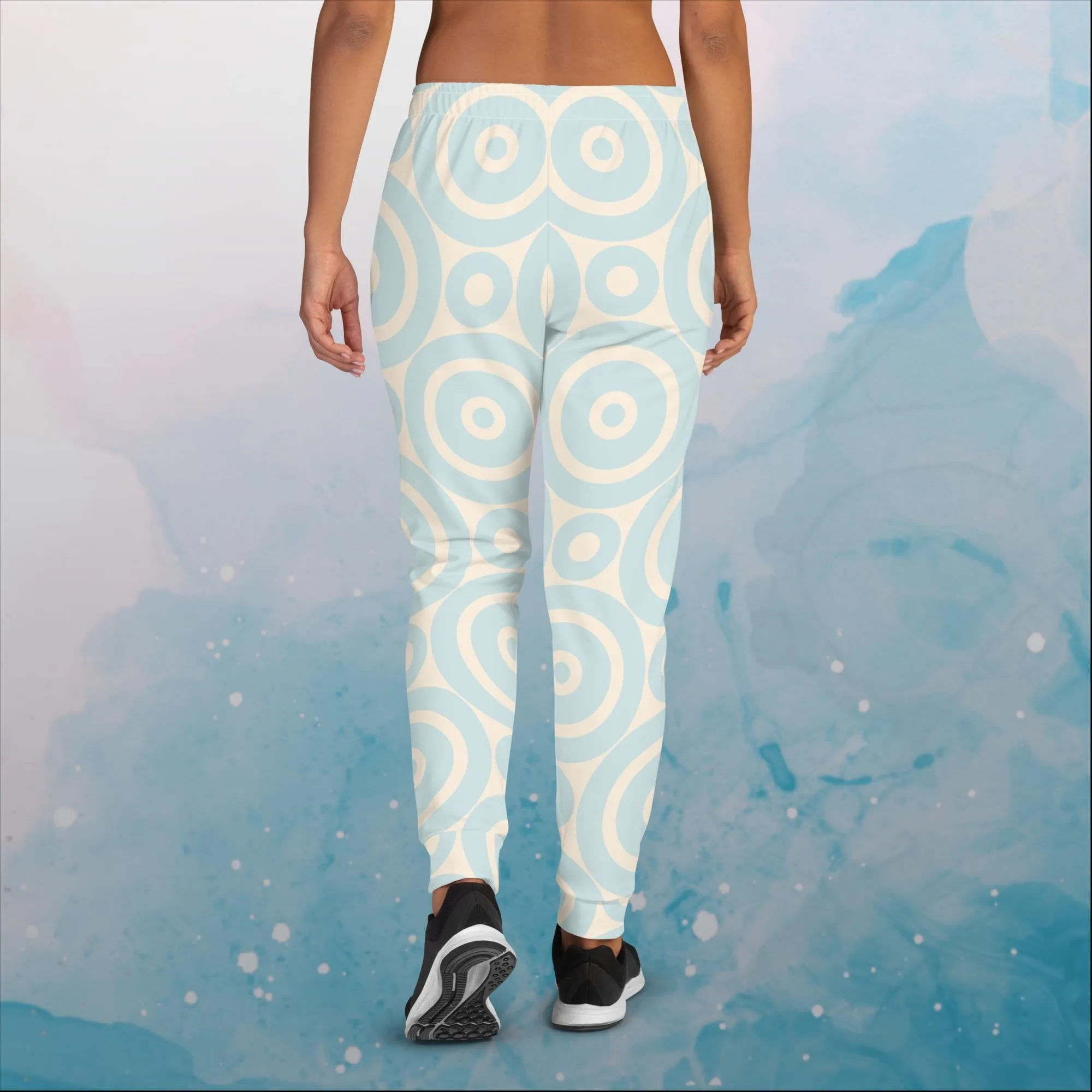 Robins Egg Blue Printed Target Circles Womens Joggers