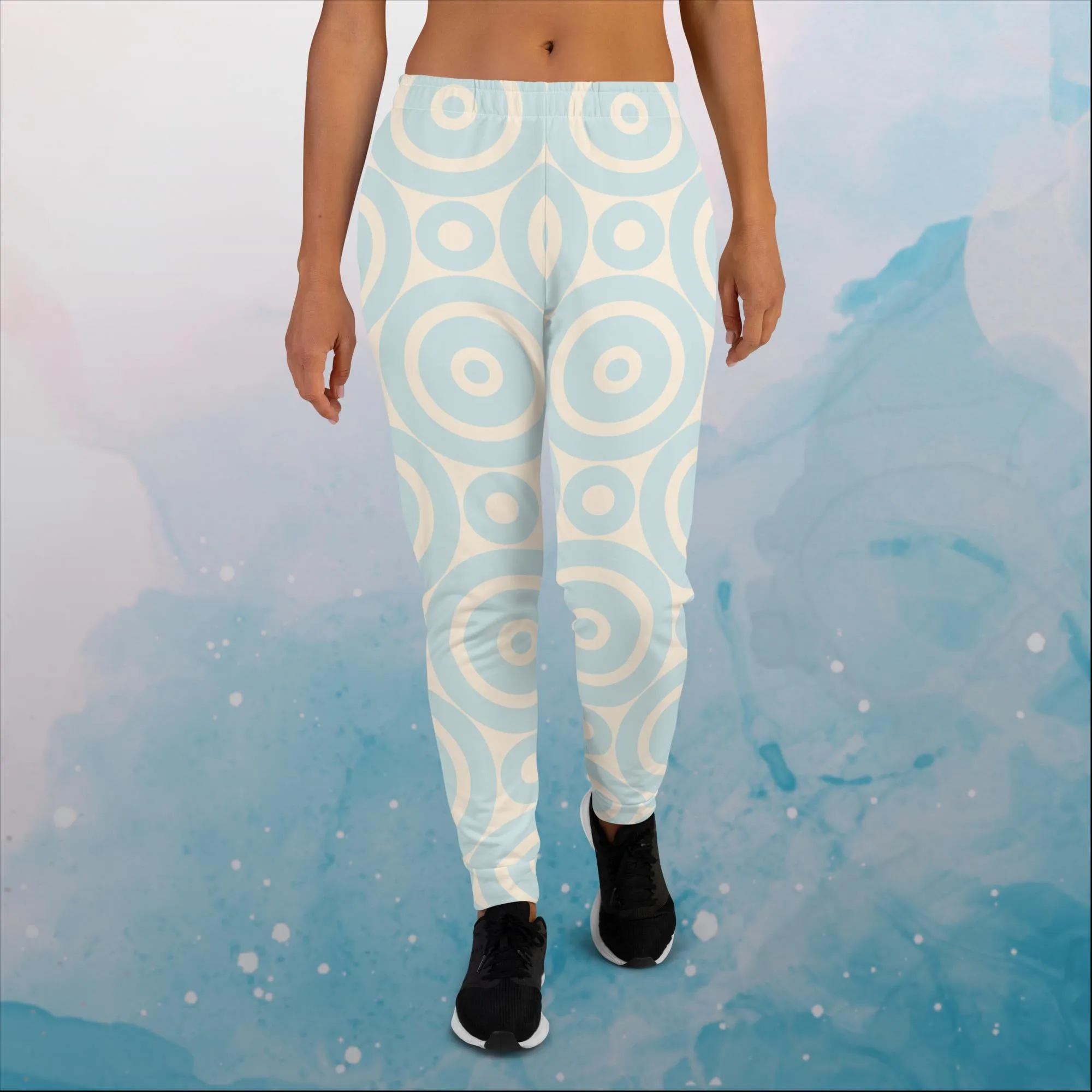 Robins Egg Blue Printed Target Circles Womens Joggers