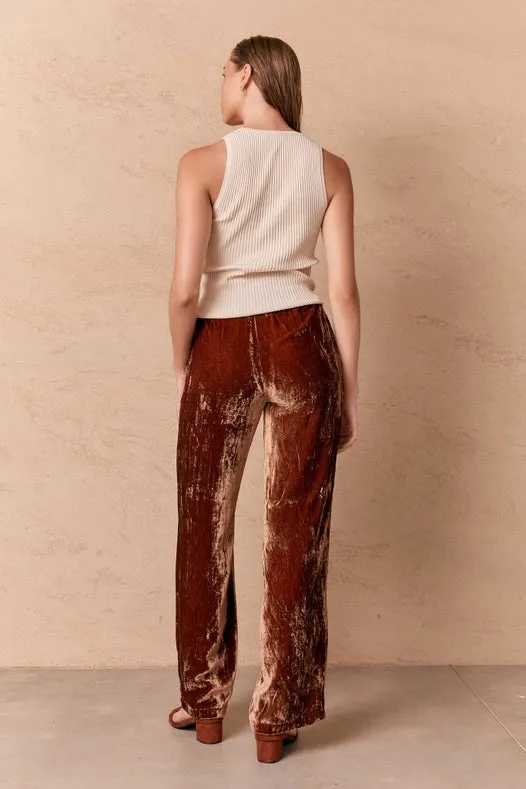 Rowen Silk Vevelt Pant - Russet