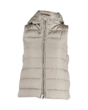 'S Max Mara Hooded Down Vest in Beige Polyamide